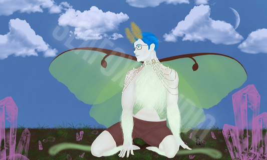 Luna moth boy (print)